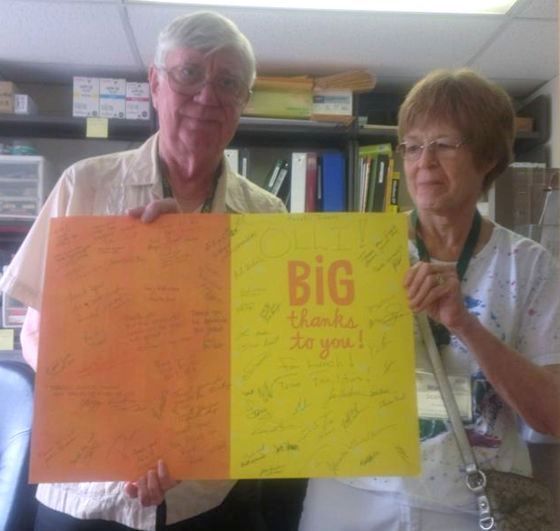 Big thank you card from Mason support staff; photo by Beth Davis